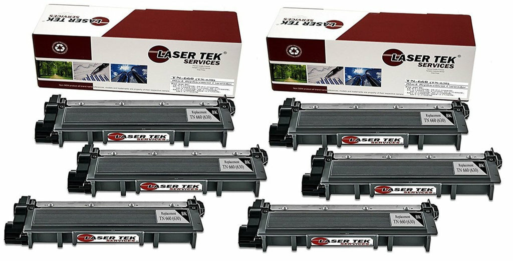 6 Pack Black Compatible Brother TN660 / TN630High Yield Replacement Toner Cartridge for use in the Brother DCP-L2520DW, HL-L2300D, HL-L2320D, HL-L2340DW, HL-L2360DW, MFC-L2700DW, MDC-L2720DW
