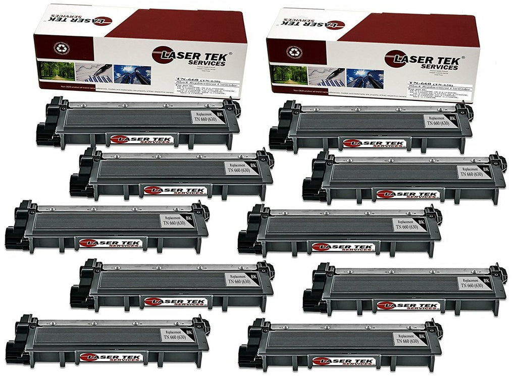 10 PACK BLACK COMPATIBLE BROTHER TN660 / TN630HIGH YIELD REPLACEMENT TONER CARTRIDGE FOR USE IN THE BROTHER DCP-L2520DW, HL-L2300D, HL-L2320D, HL-L2340DW, HL-L2360DW, MFC-L2700DW, MDC-L2720DW