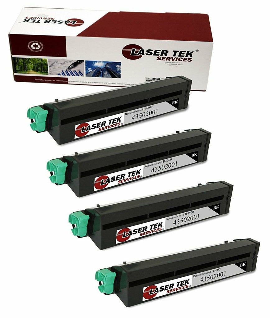 4 Pack Black Compatible High Yield Toner Cartridge Replacements for the Okidata B4600 (Part Number: 43502001)