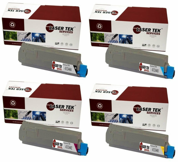 4 Pack Compatible C5500 Toner Cartridge Replacements for the Okidata 43324404, 43324403, 43324402, 43324401. (Black, Cyan, Magenta, Yellow)