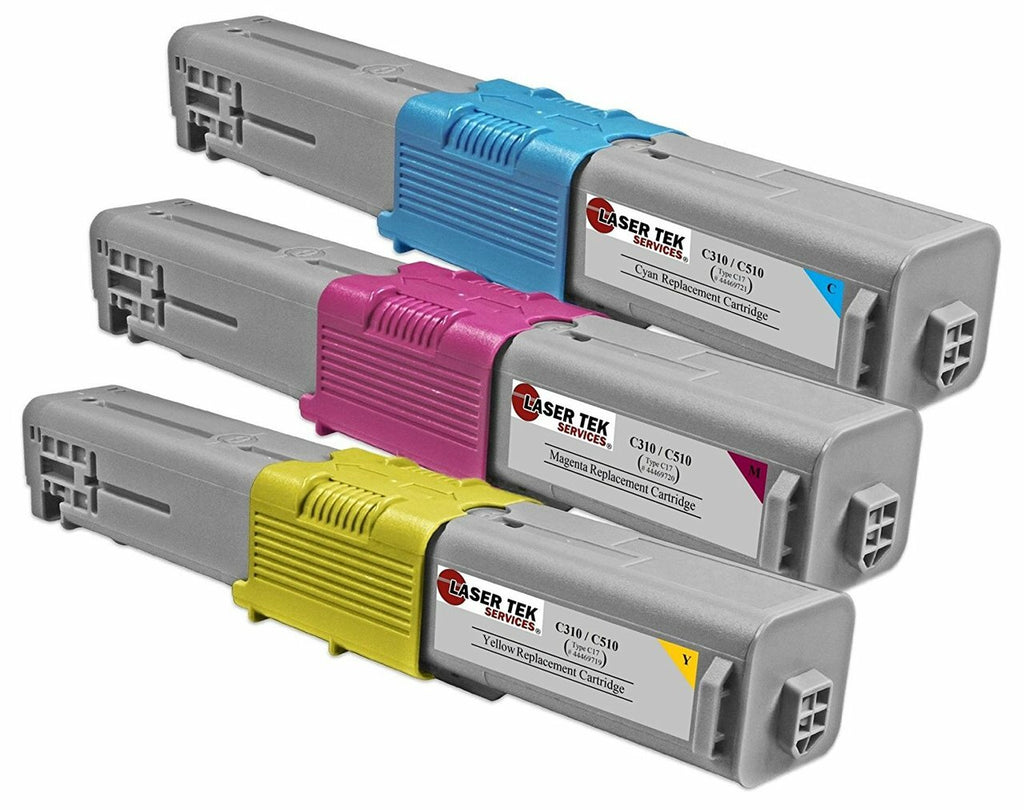 3 Pack Compatible C310 Toner Cartridge Replacements for the Okidata 44469703, 44469702, 44469701. (Cyan, Magenta, Yellow)
