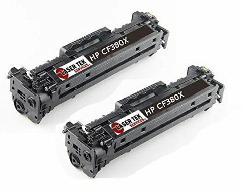 2 Pack Black HP Compatible CF380X / 312X high yield replacement toner cartridges for HP LaserJet Pro: MFPM476nw, M476dn, M476dw
