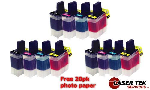 12 LC-41 LC-41 INK CARTRIDGES W/ FREE PHOTO PAPER FOR BROTHER DCP-110C MPC