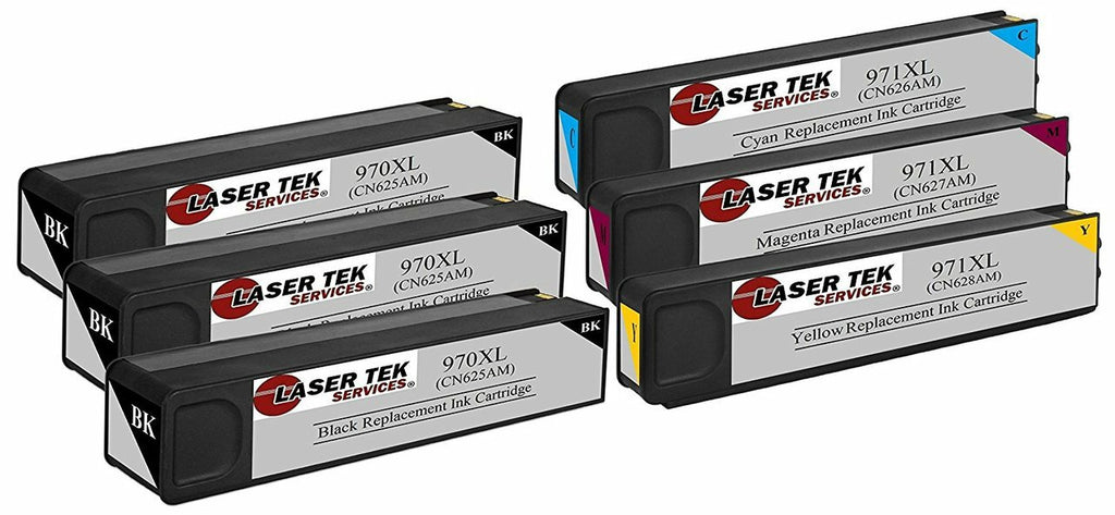 6 Pack Compatible HP 970XL / 971XL Replacement Ink Cartridges for the HP OfficeJet Pro X451dn (3 Black, 1 Cyan, 1 Magenta, 1 Yellow)