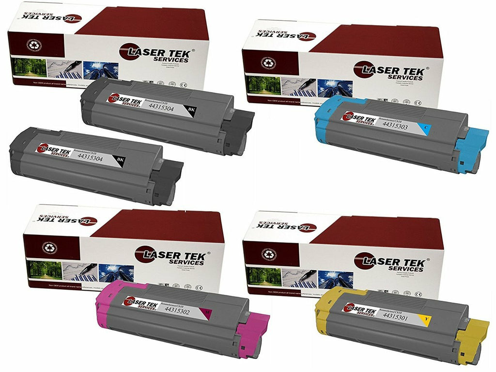 Okidata 44315304 44315303 44315302 44315301 Toner Cartridge 5 Pack - Laser Tek Services