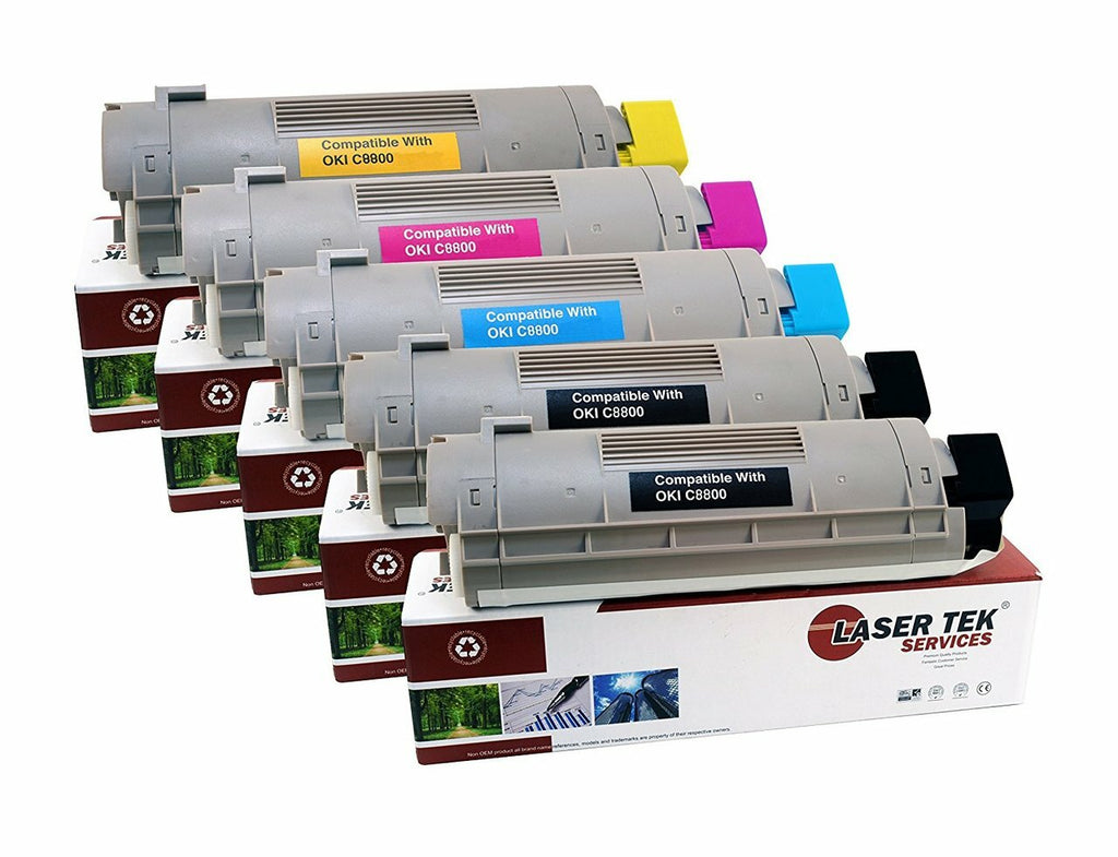Okidata 43487736 43487735 43487734 43487733 Toner Cartridge 5 Pack - Laser Tek Services