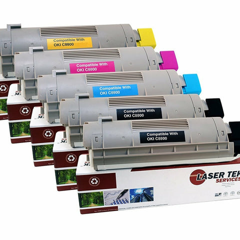 Okidata 43487736 43487735 43487734 43487733 Toner Cartridge 5 Pack - Laser Tek Services