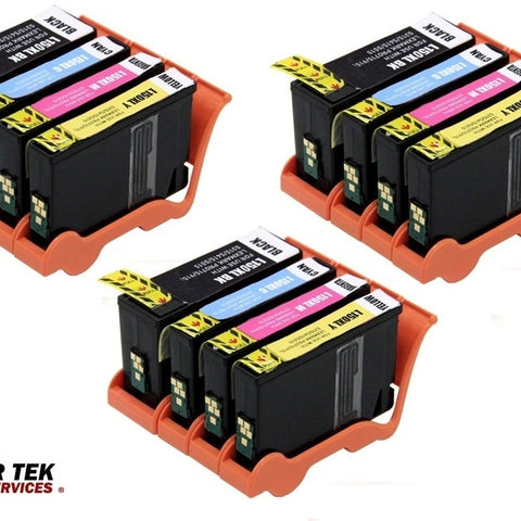 COMPATIBLE LEXMARK 150XL 12-SET HIGH YIELD INK CARTRIDGES: 3BK, 3C, 3M, 3Y
