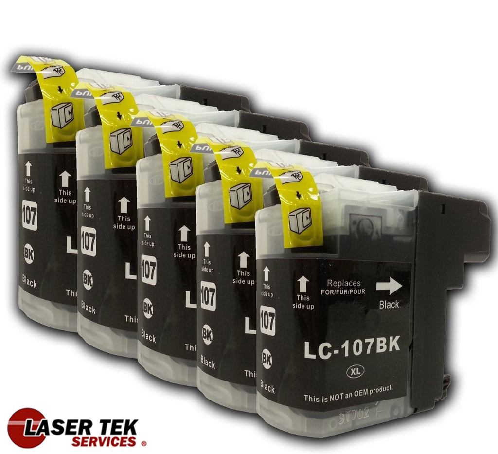 BROTHER LC107BK (LC-107BK) 5-SET COMPATIBLE SUPER HIGH YIELD INK CARTRIDGES