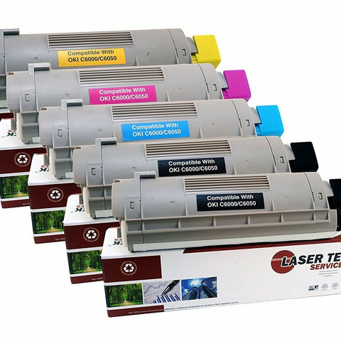 Okidata 43324469 43324468 43324467 43324466 Toner Cartridge 5 Pack - Laser Tek Services