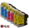 BROTHER LC105 6-SET COMPATIBLE SUPER HIGH YIELD INK CARTRIDGES: 2C, 2M, 2Y