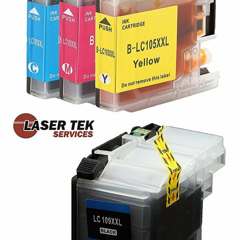 4 Pack Compatible Brother HIGH YIELD LC109 / LC105 Replacement Ink Cartridges for the Brother MFC-J6520DW, MFC-J6720DW, MFC-J6920DW (1 XL Black, 1 Cyan, 1 Magenta, 1 Yellow)