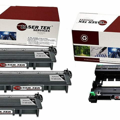 Combo 4 Pack Compatible Brother TN660 and DR630 Replacement Cartridges and Drum Unit, for use in the Brother DCP-L2520DW, HL-L2300D, HL-L2320D, HL-L2340DW, HL-L2360DW, MFC-L2700DW, MFC-L2720DW(3 cartridges, 1 drum)