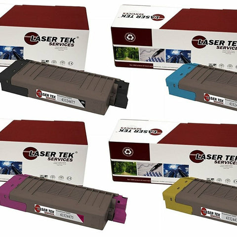 4 Pack Compatible CX2032 Toner Cartridge Replacements for the Okidata 43324477, 43324476, 43324475, 43324474. (Black, Cyan, Magenta, Yellow)