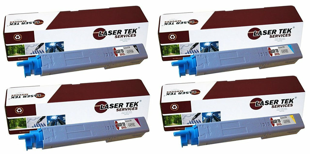 4 Pack Compatible C3400 Toner Cartridge Replacements for the Okidata 43459304, 43459303, 43459302, 43459301. (Black, Cyan, Magenta, Yellow)