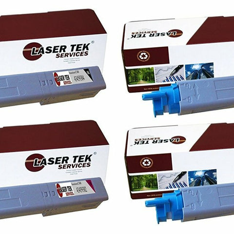 4 Pack Compatible C3400 Toner Cartridge Replacements for the Okidata 43459304, 43459303, 43459302, 43459301. (Black, Cyan, Magenta, Yellow)
