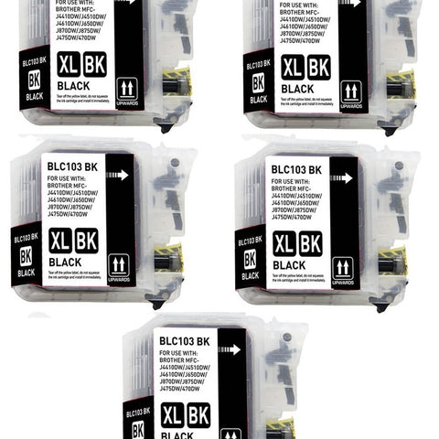 5PK COMPATIBLE INK CARTRIDGE FOR BROTHER LC103BK MFC-J650DW MFC-J875DW DCP-J152W